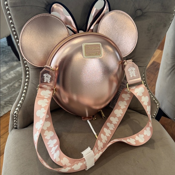 Loungefly Minnie Mouse Rose Gold Balloon Crossbody Bag - Picture 2 of 6